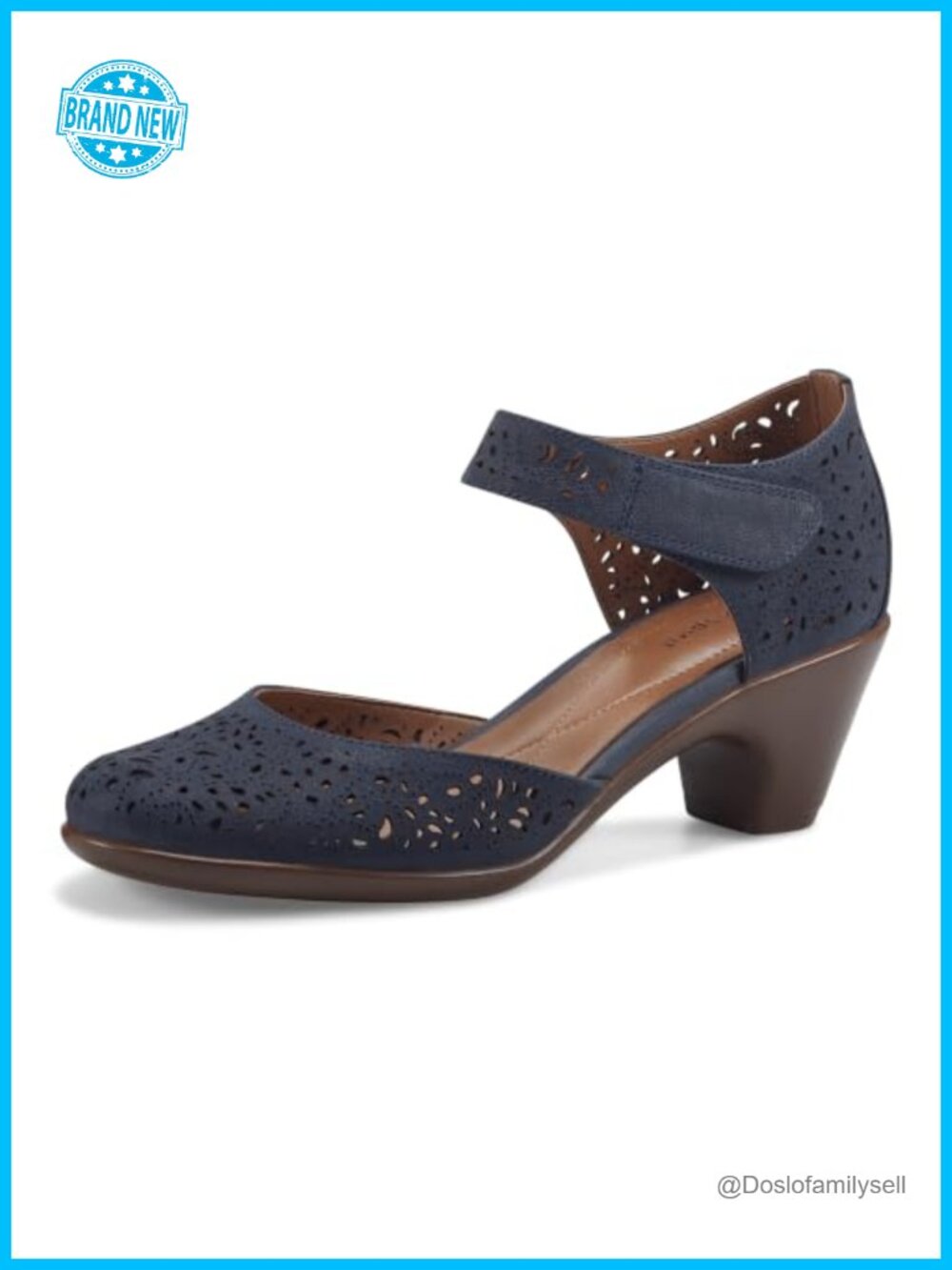 Easy Spirit Cindie Nubuck Leather Ankle Strap Block Heel Pump